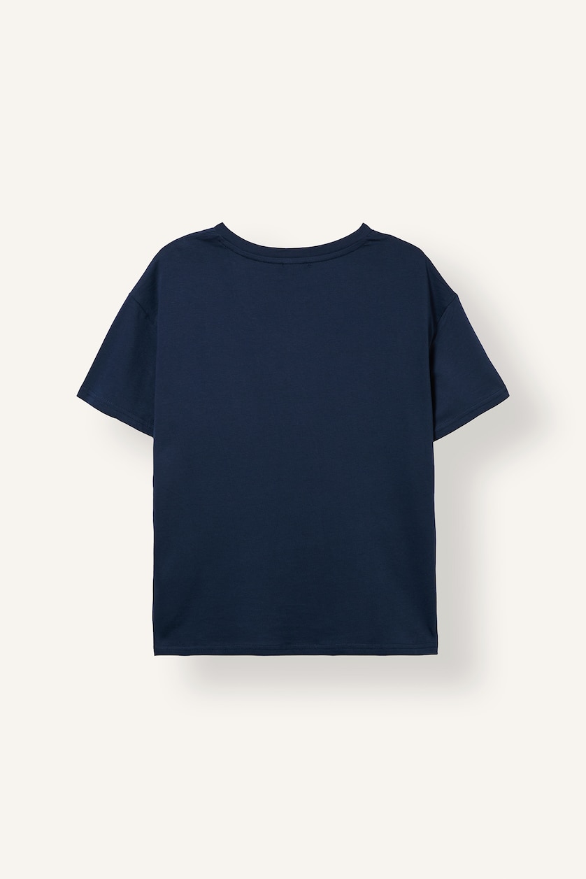 Women NAVY Oversize Fit 100% Cotton Crew Neck Printed Short Sleeve T-Shirt