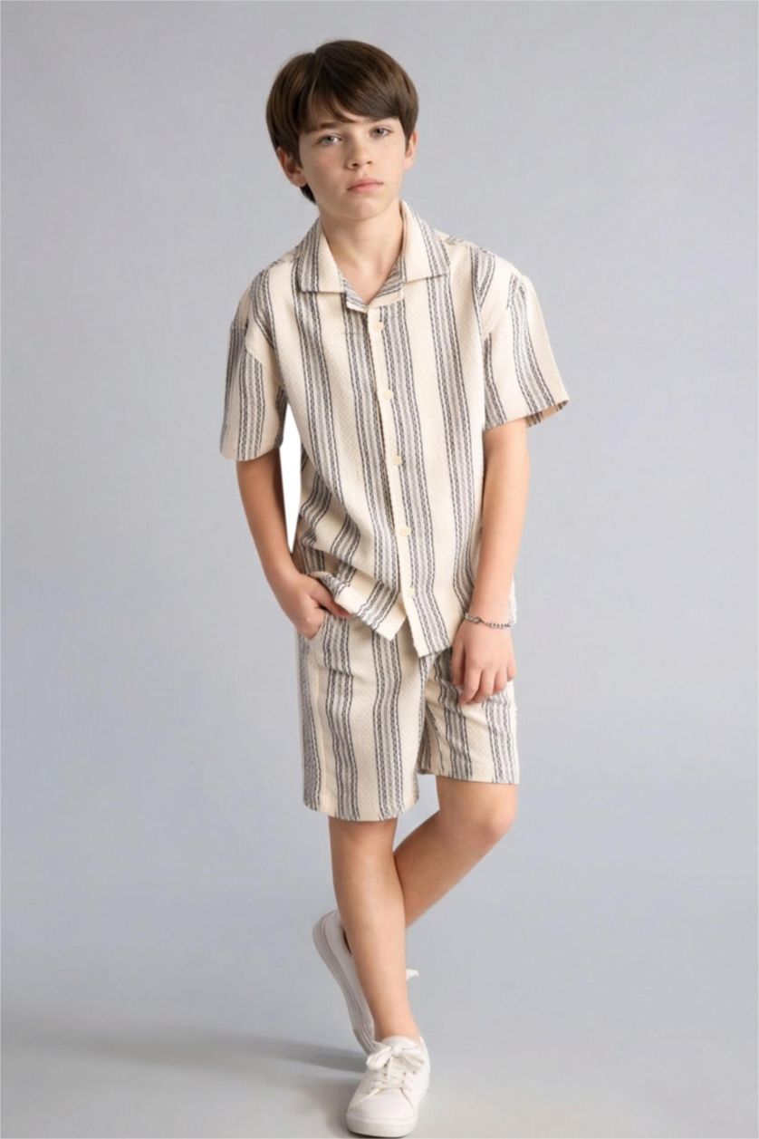 Erkek Çocuk - Genç Erkek Ekru Oversize Polo Tişört Erkek Çocuk