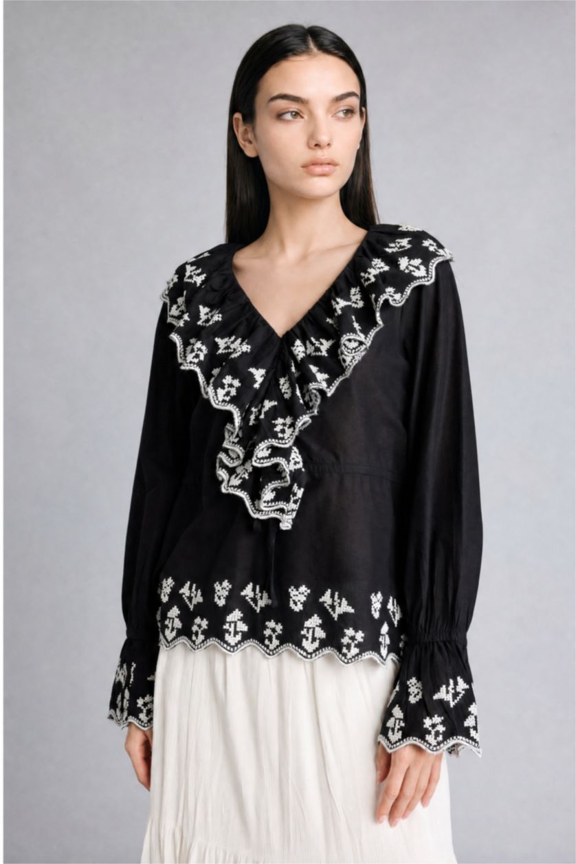 Women Black Regular Fit Voile