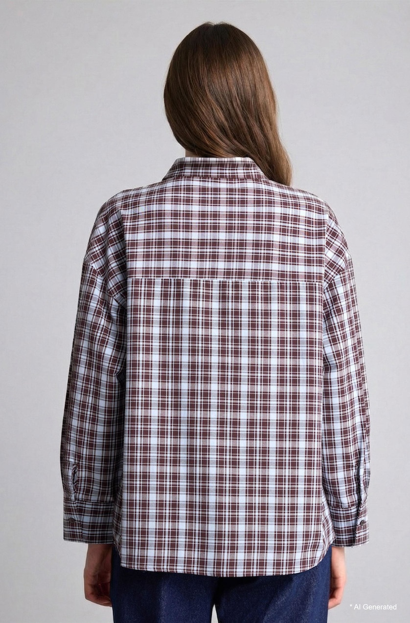 Kadın Kahve Regular Fit Uzun kollu Poplin Tunik