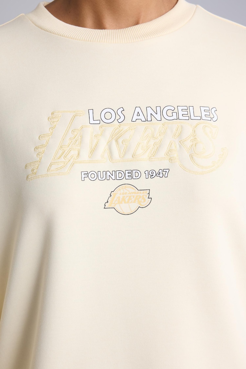 WOMAN Light Yellow NBA Los Angeles Lakers Oversize Fit Scuba Crew Neck Sports Sweatshirt