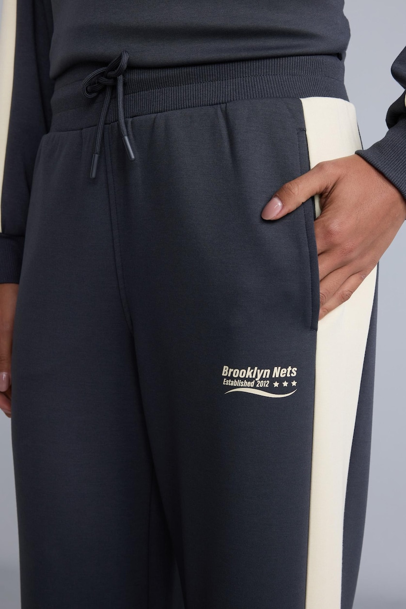 WOMAN Anthracite NBA Brooklyn Nets Wide Leg Scuba Fabric Sports Sweatpants