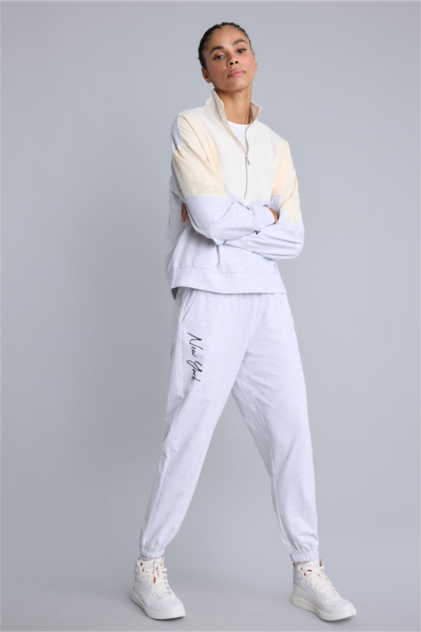 WOMAN Light Grey Melange jogger Trousers