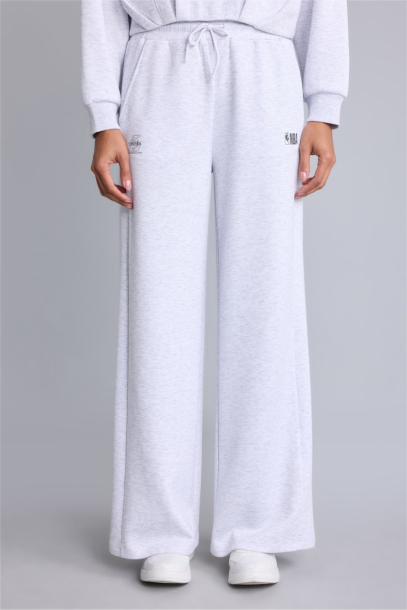 نساء ميلانج رمادي فاتح Wide Leg Trousers