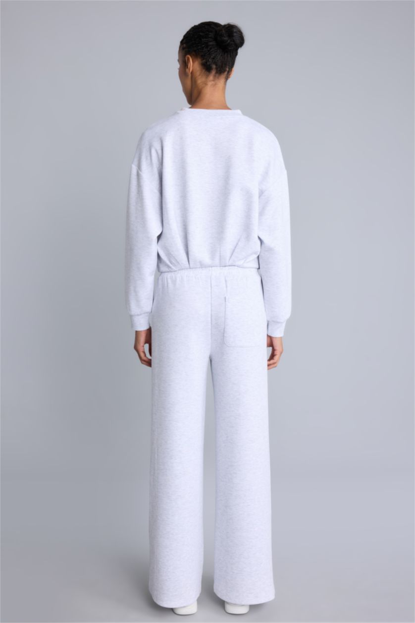 نساء ميلانج رمادي فاتح Wide Leg Trousers