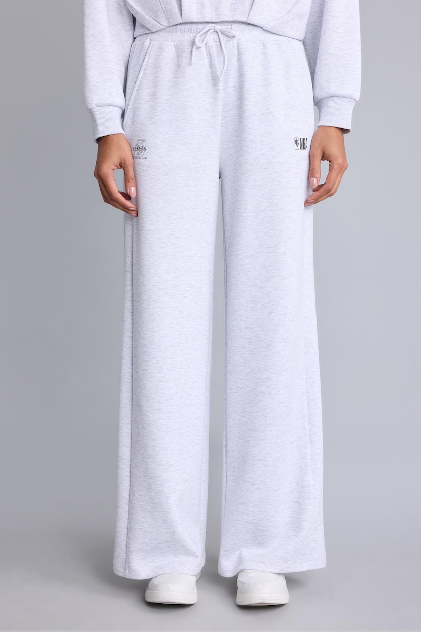 WOMAN Light Grey Melange Wide Leg NBA Los Angeles Lakers Pocketed Scuba Fabric Sweatpants