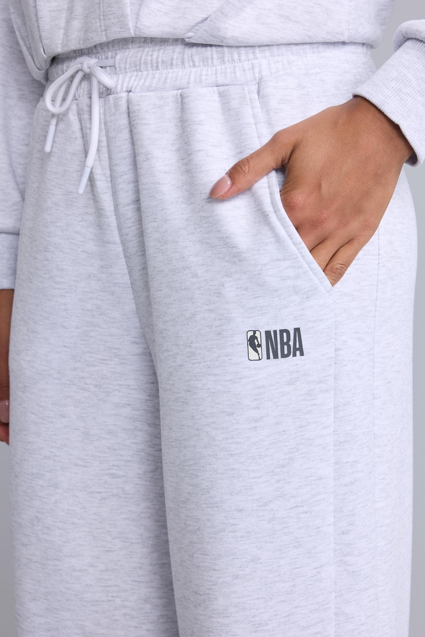 WOMAN Light Grey Melange Wide Leg NBA Los Angeles Lakers Pocketed Scuba Fabric Sweatpants