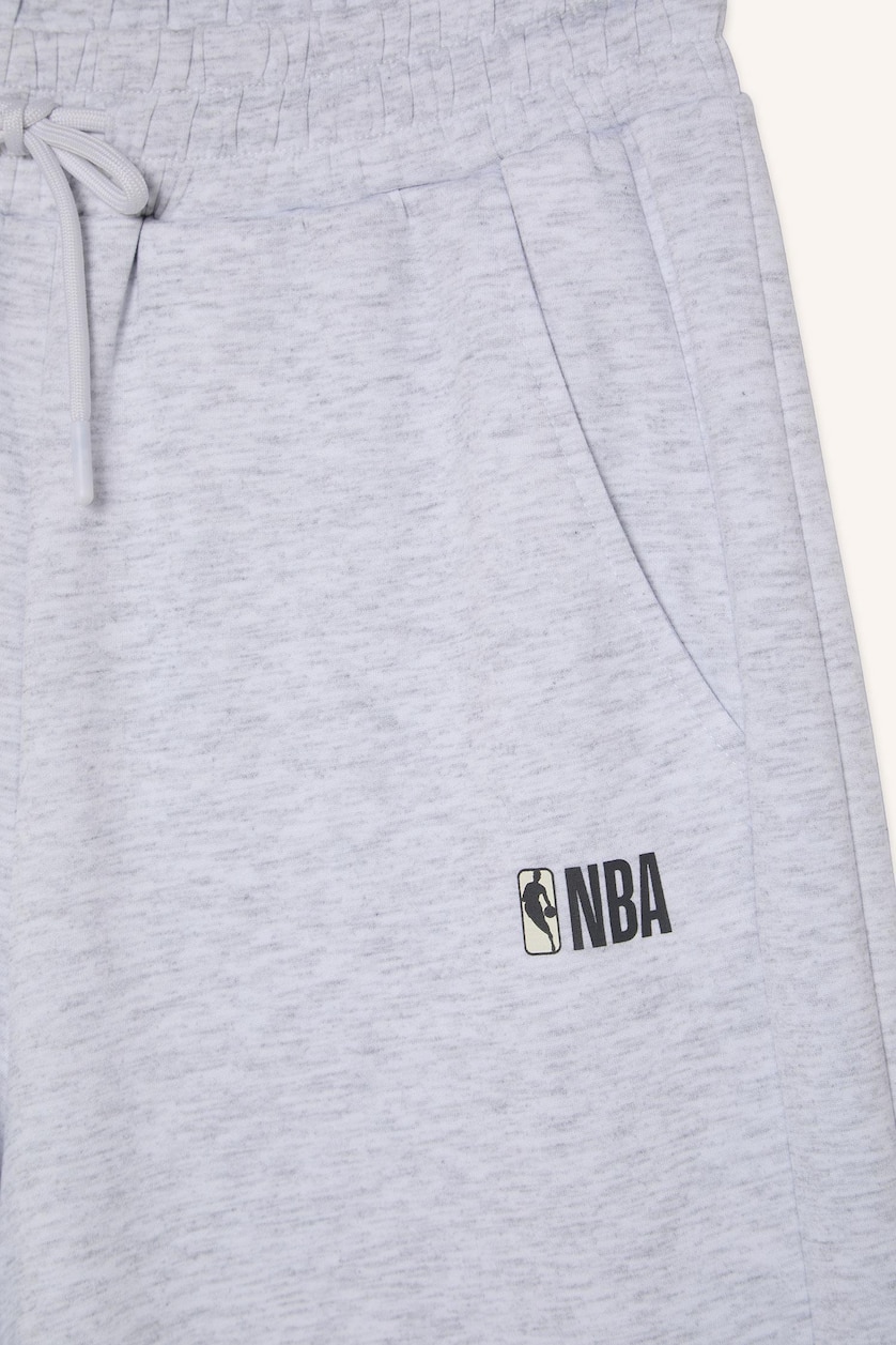 WOMAN Light Grey Melange Wide Leg NBA Los Angeles Lakers Pocketed Scuba Fabric Sweatpants