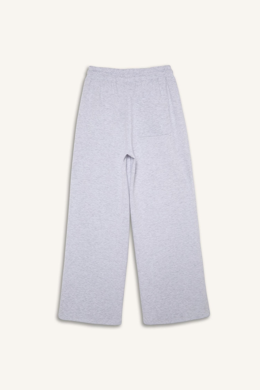 WOMAN Light Grey Melange Wide Leg NBA Los Angeles Lakers Pocketed Scuba Fabric Sweatpants