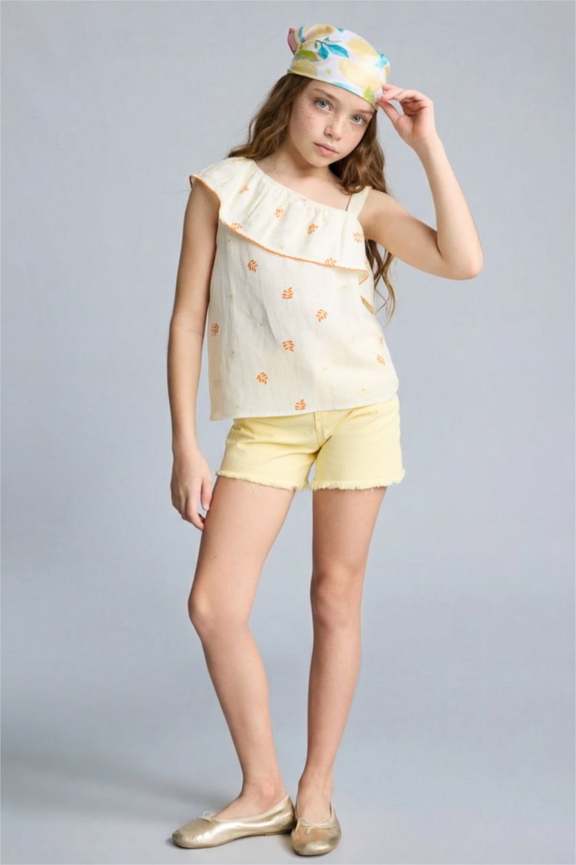 Kız Çocuk - Genç Kız Ekru Kısa kollu Bluz Kız Çocuk