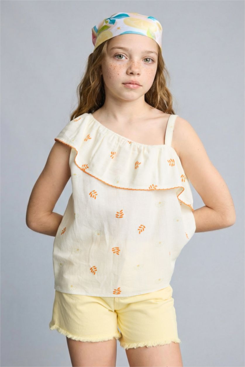 Kız Çocuk - Genç Kız Ekru Kısa kollu Bluz Kız Çocuk