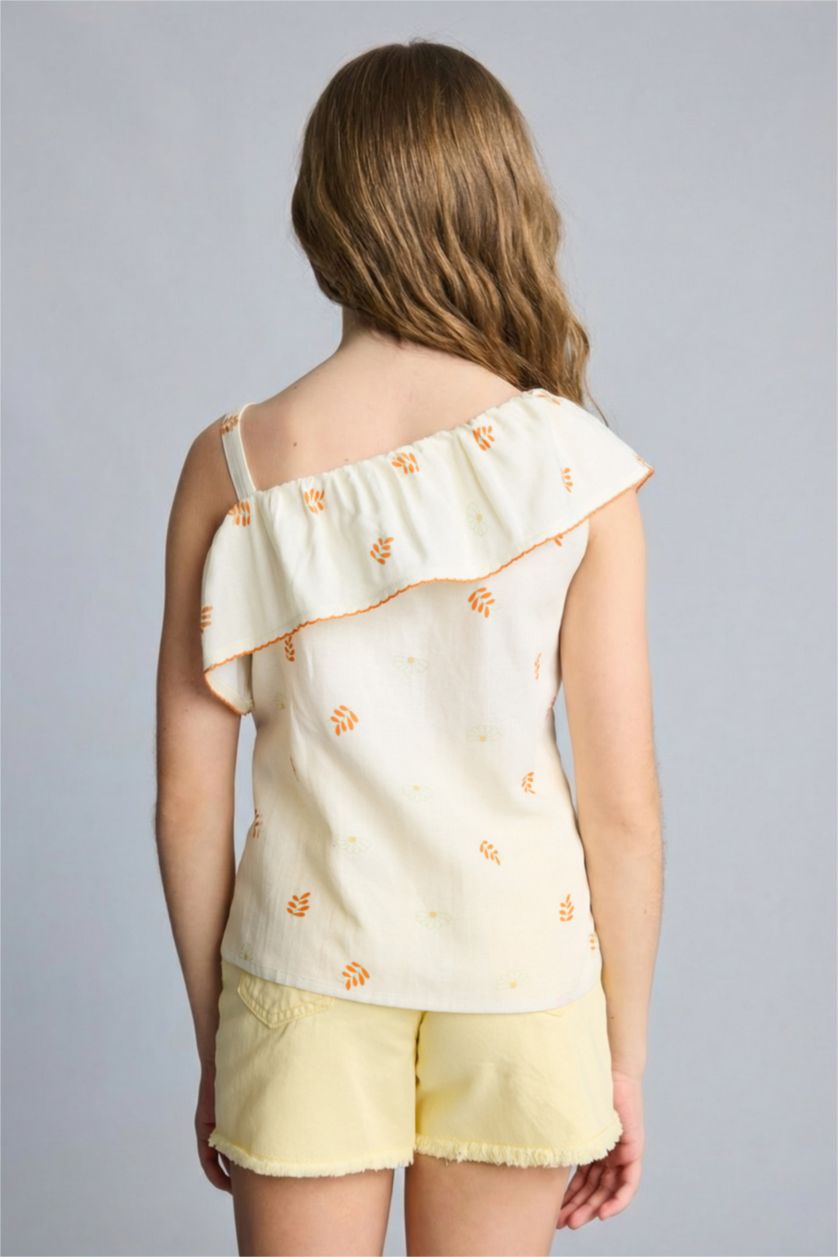 Kız Çocuk - Genç Kız Ekru Kısa kollu Bluz Kız Çocuk