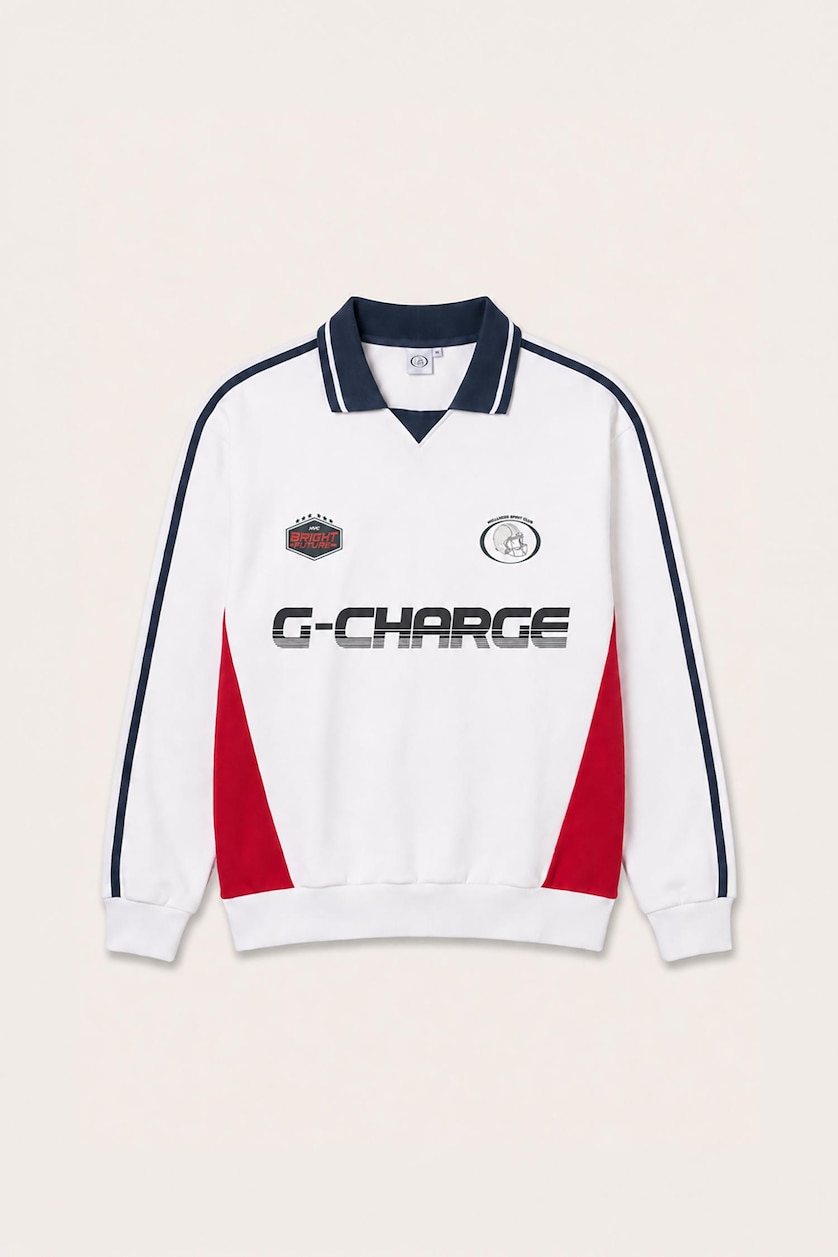 Erkek Ekru Boxy Fit Baskılı Uzun Kollu Sweatshirt