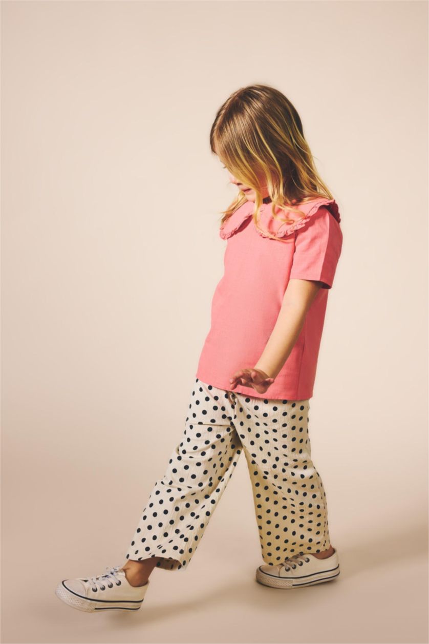 Малыши девочки Розовый Рубашка из смесового льна с коротким рукавом для девочек малышей