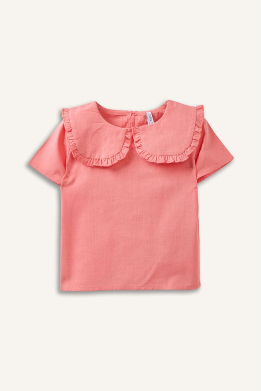 Малыши девочки Розовый Рубашка из смесового льна с коротким рукавом для девочек малышей