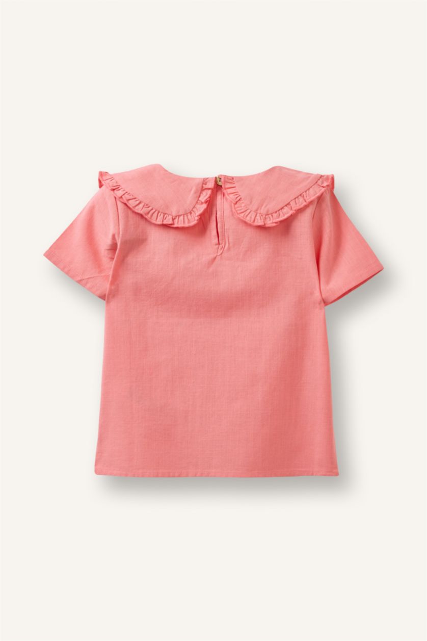 BABY GIRL Pink Baby Girl Regular Fit Linen Blended Short Sleeve Shirt