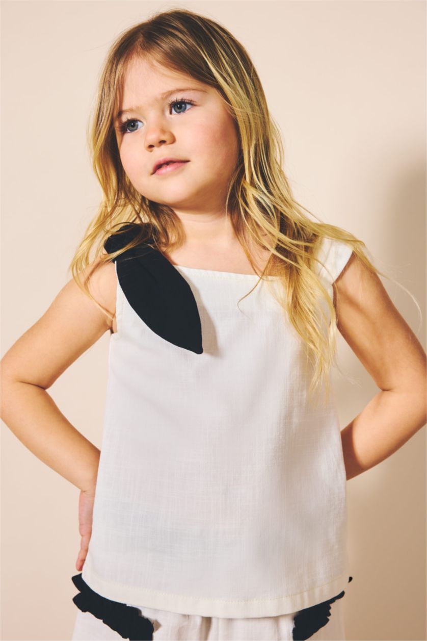 Малыши девочки Бежевый Хлопковая рубашка с квадратным вырезом для девочек малышей