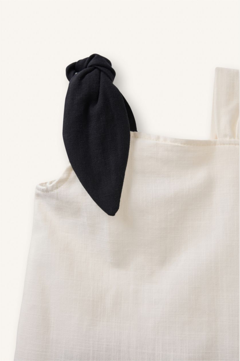 طفلة صغيرة بيج فاتح Baby Girl Regular Fit Elastic Band Shorts