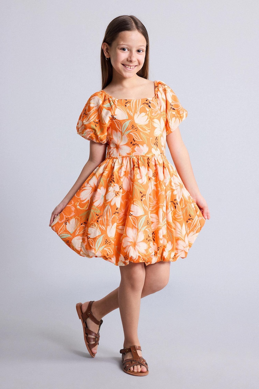 GIRLS & TEENS Orange Girl Short Sleeve Woven Dress