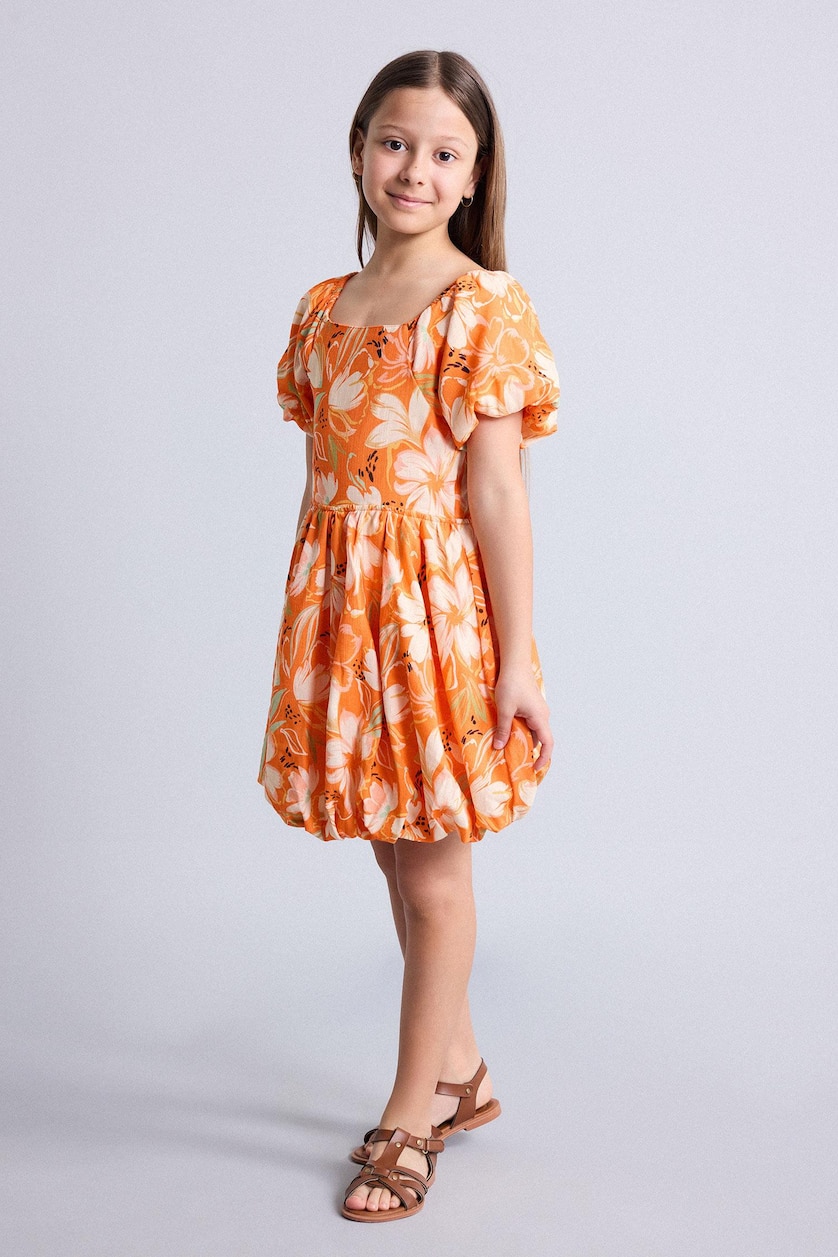 GIRLS & TEENS Orange Girl Short Sleeve Woven Dress