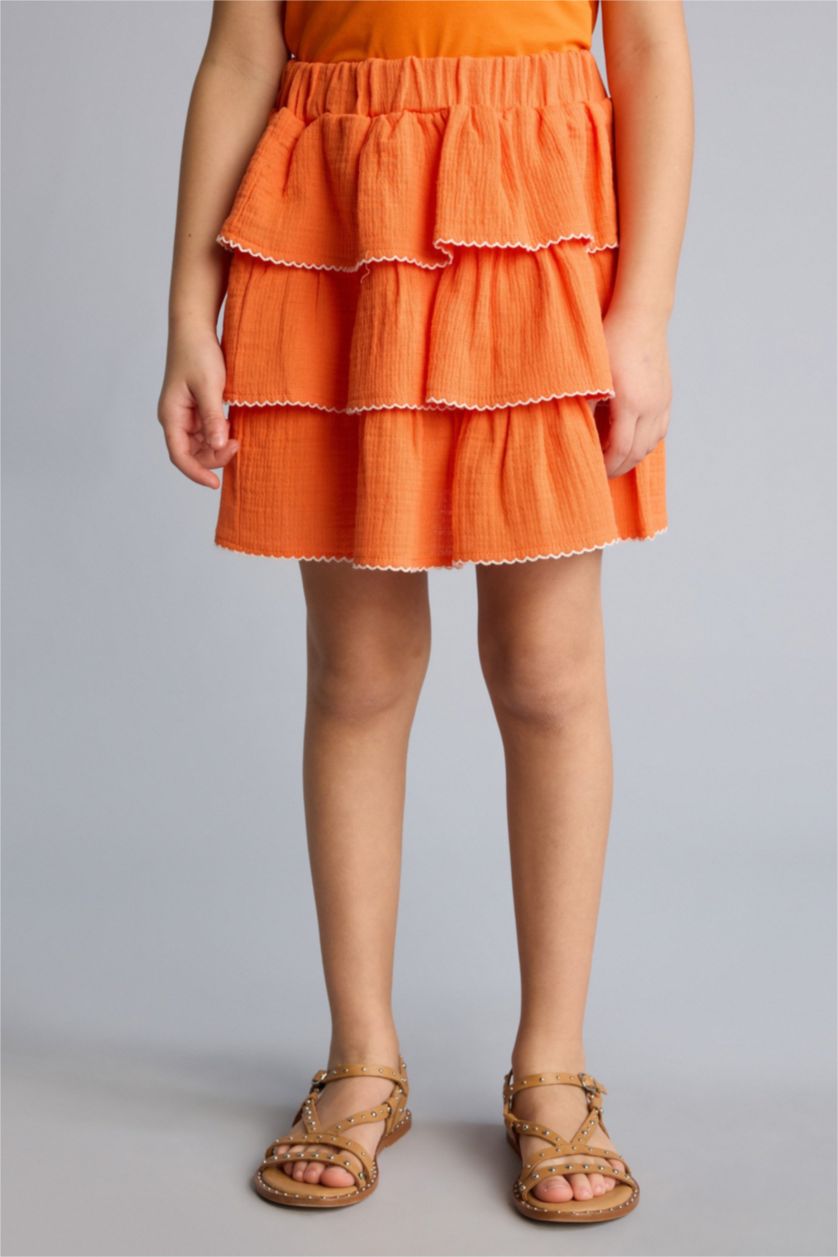 Kız Çocuk - Genç Kız Turuncu Müslin Etek