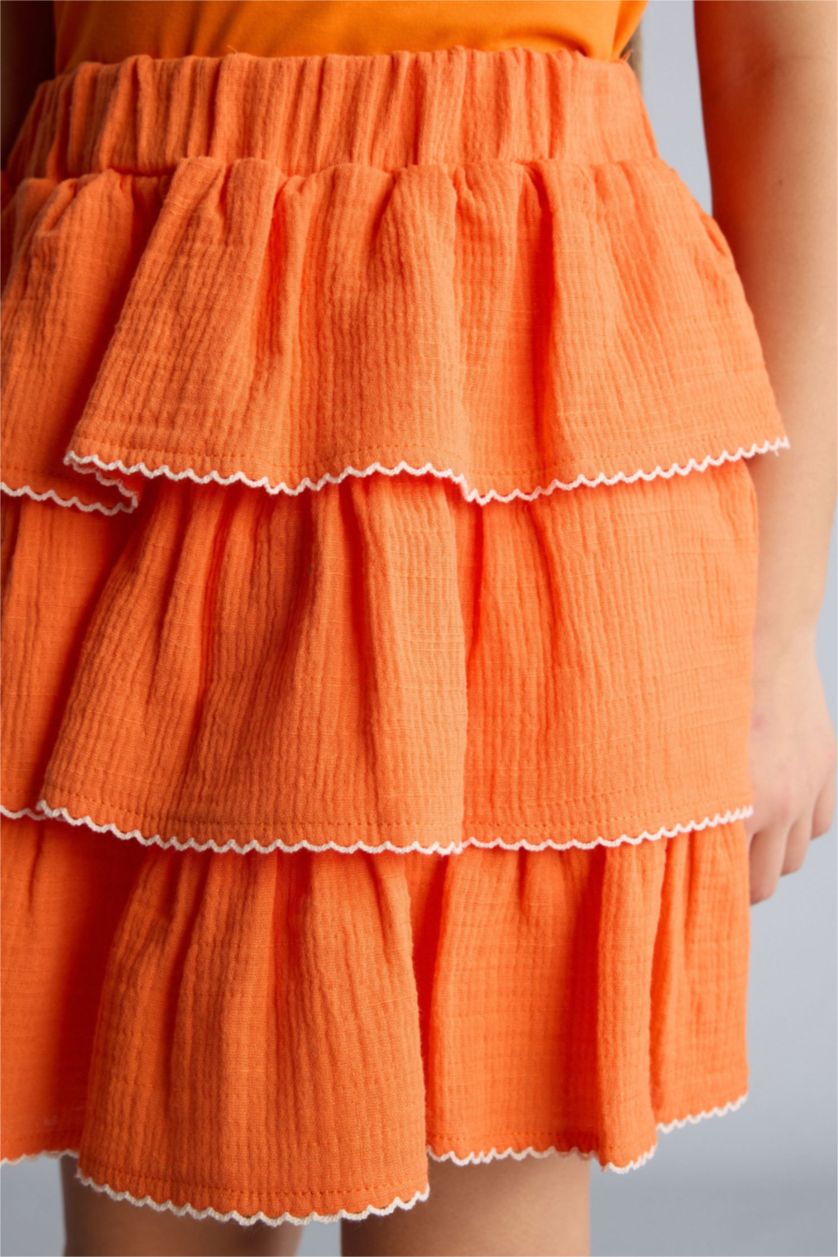 Kız Çocuk - Genç Kız Turuncu Müslin Etek