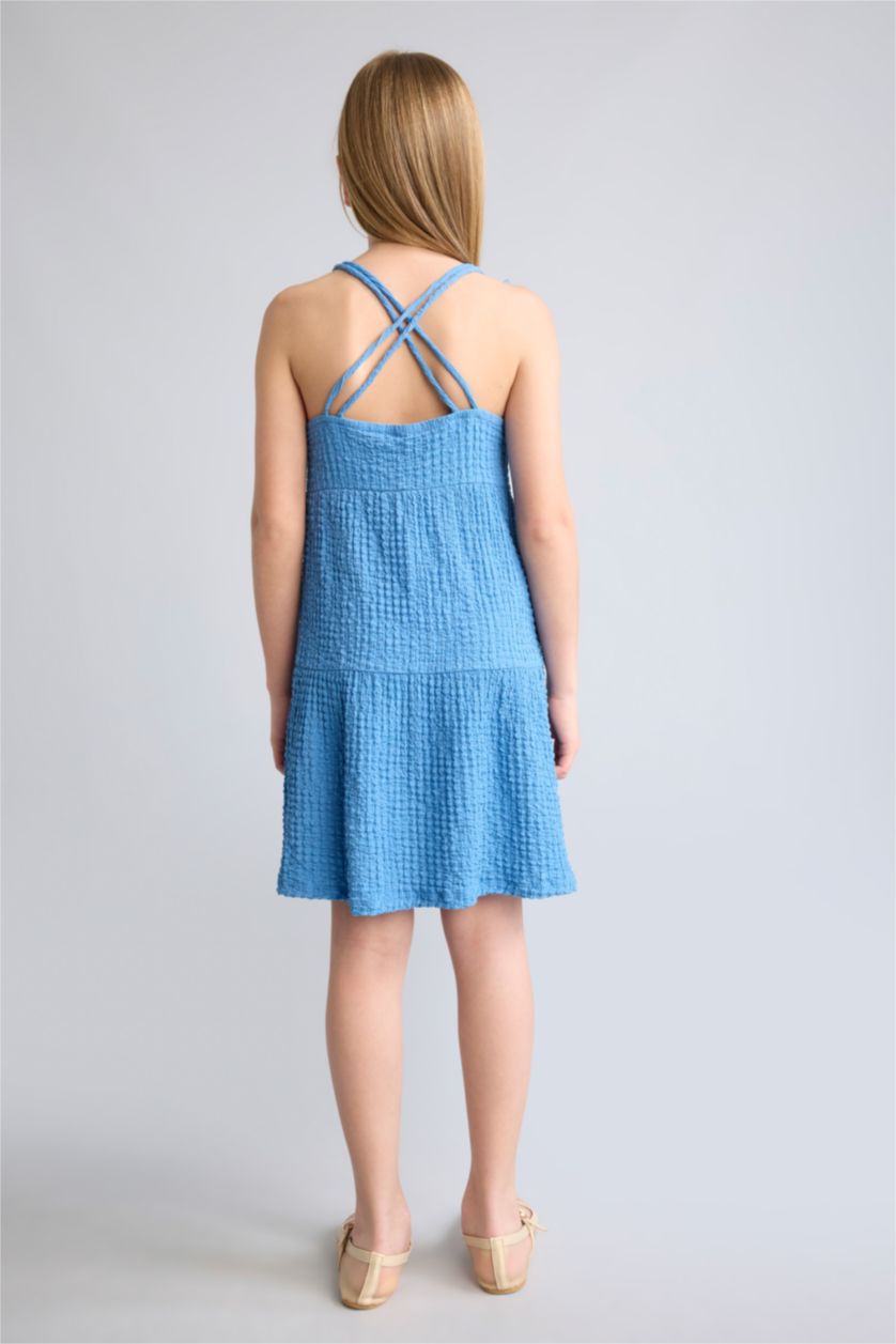 Young Girls - Teen Girls Blue Sleeveless Knitted Dress