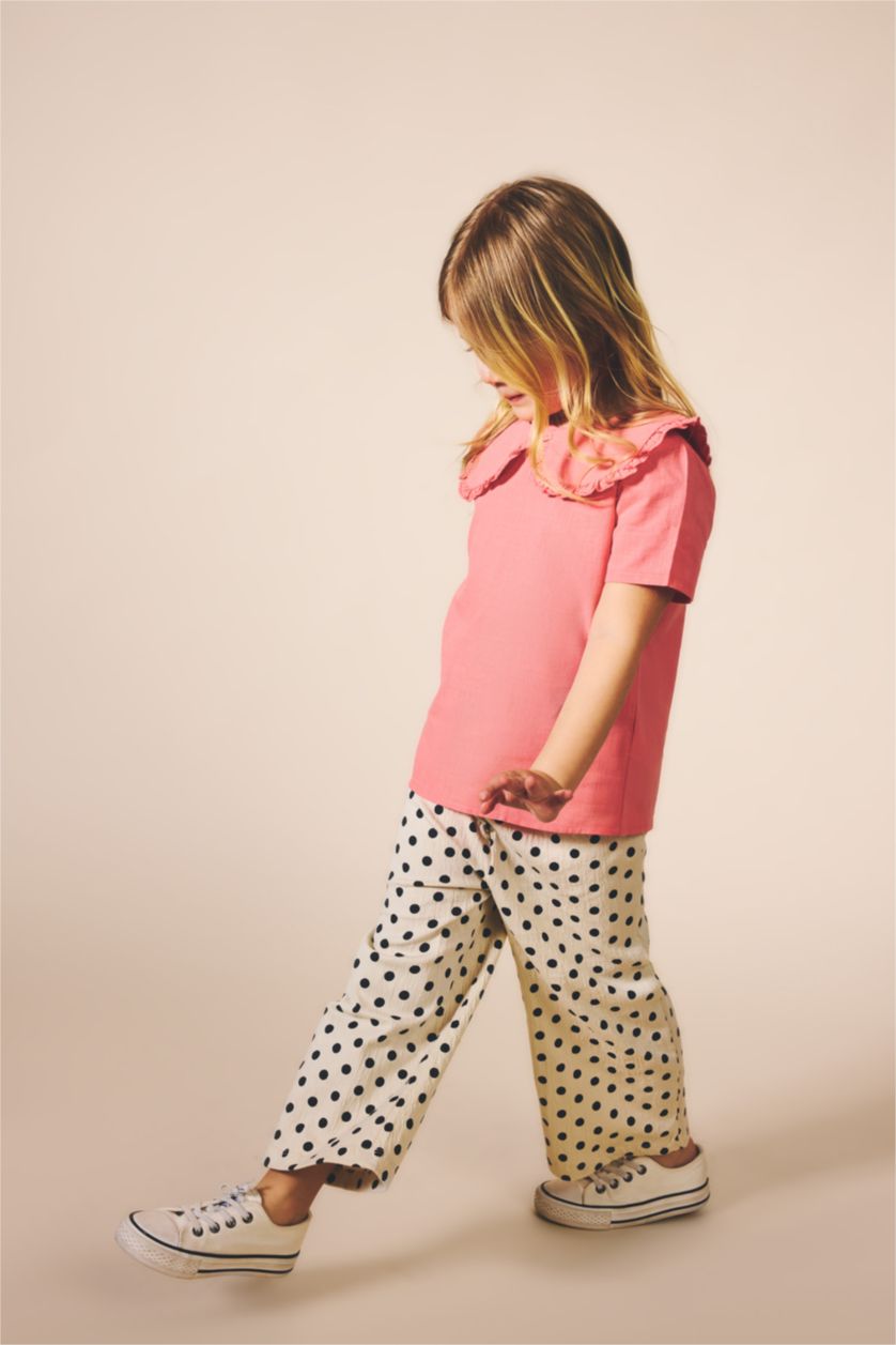 Малыши девочки Бежевый Брюки Wide Leg из ткани кринкл в горошек для девочек малышей