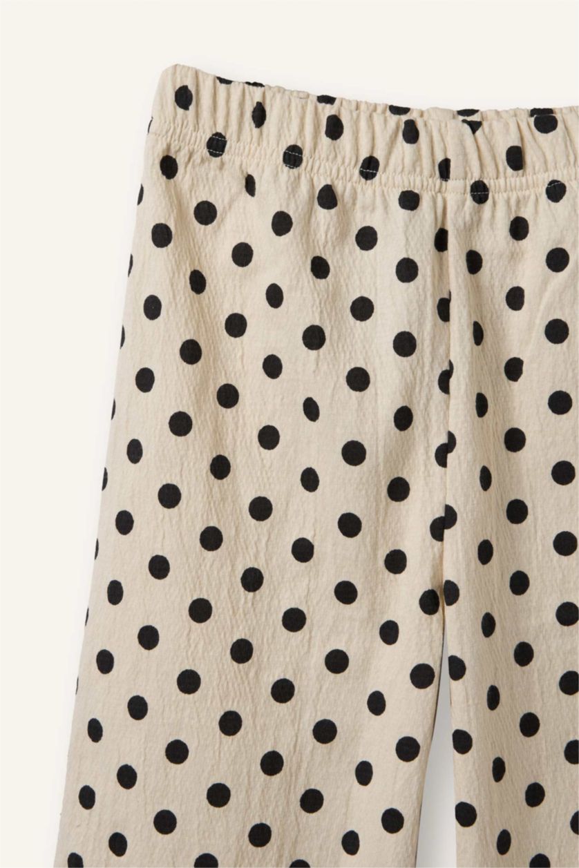 Kız Bebek Ekru Wıde Leg Krinkıl Puantiyeli Pantolon Kız Bebek