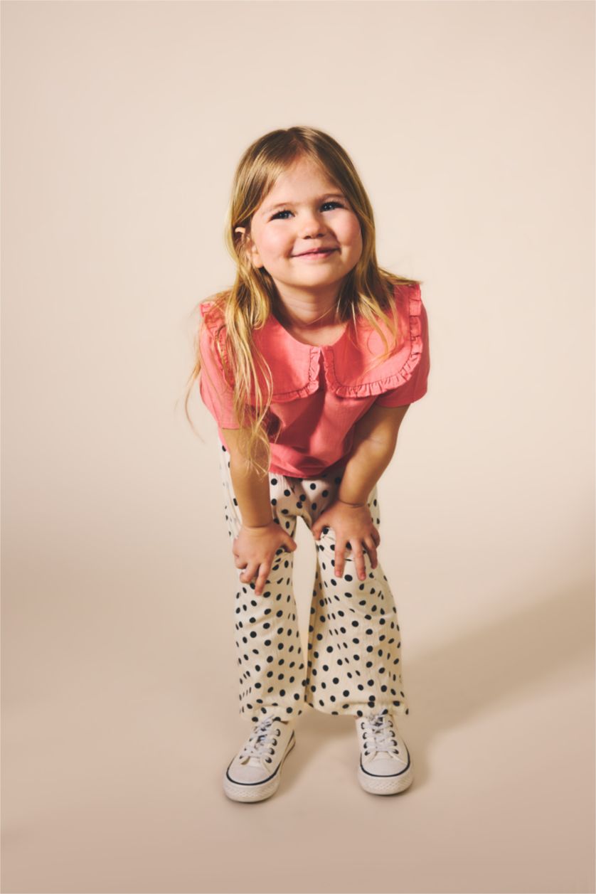 Малыши девочки Бежевый Брюки Wide Leg из ткани кринкл в горошек для девочек малышей