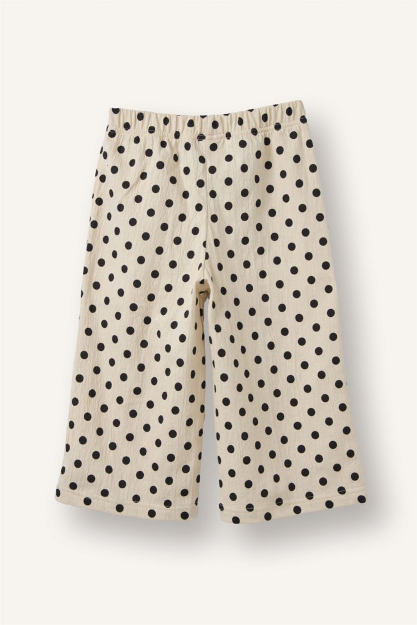 Kız Bebek Ekru Wıde Leg Krinkıl Puantiyeli Pantolon Kız Bebek