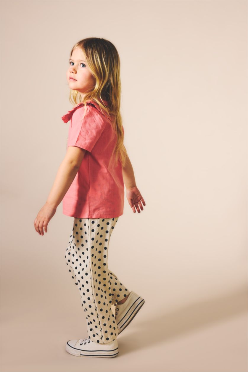 Малыши девочки Бежевый Брюки Wide Leg из ткани кринкл в горошек для девочек малышей