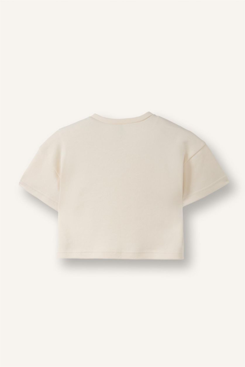 Малыши девочки Бежевый Футболка в рубчик с деталью в виде ленты для девочек малышей