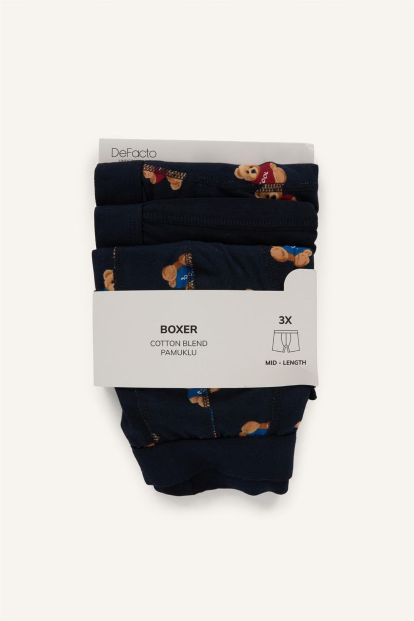 Erkek Lacivert Regular Fıt 3'lü Boxer