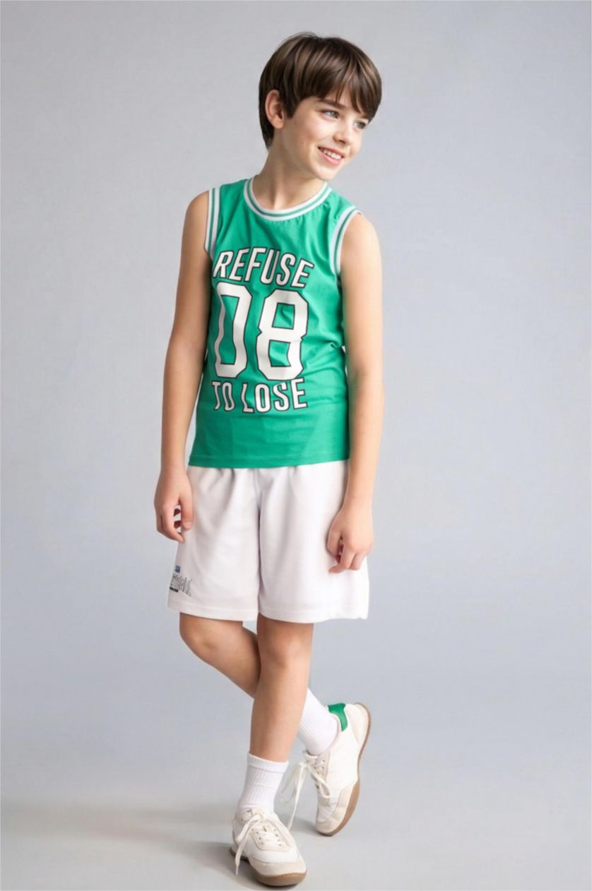 Young Boys - Teen Boys Green Boy Regular Fit Tank Top