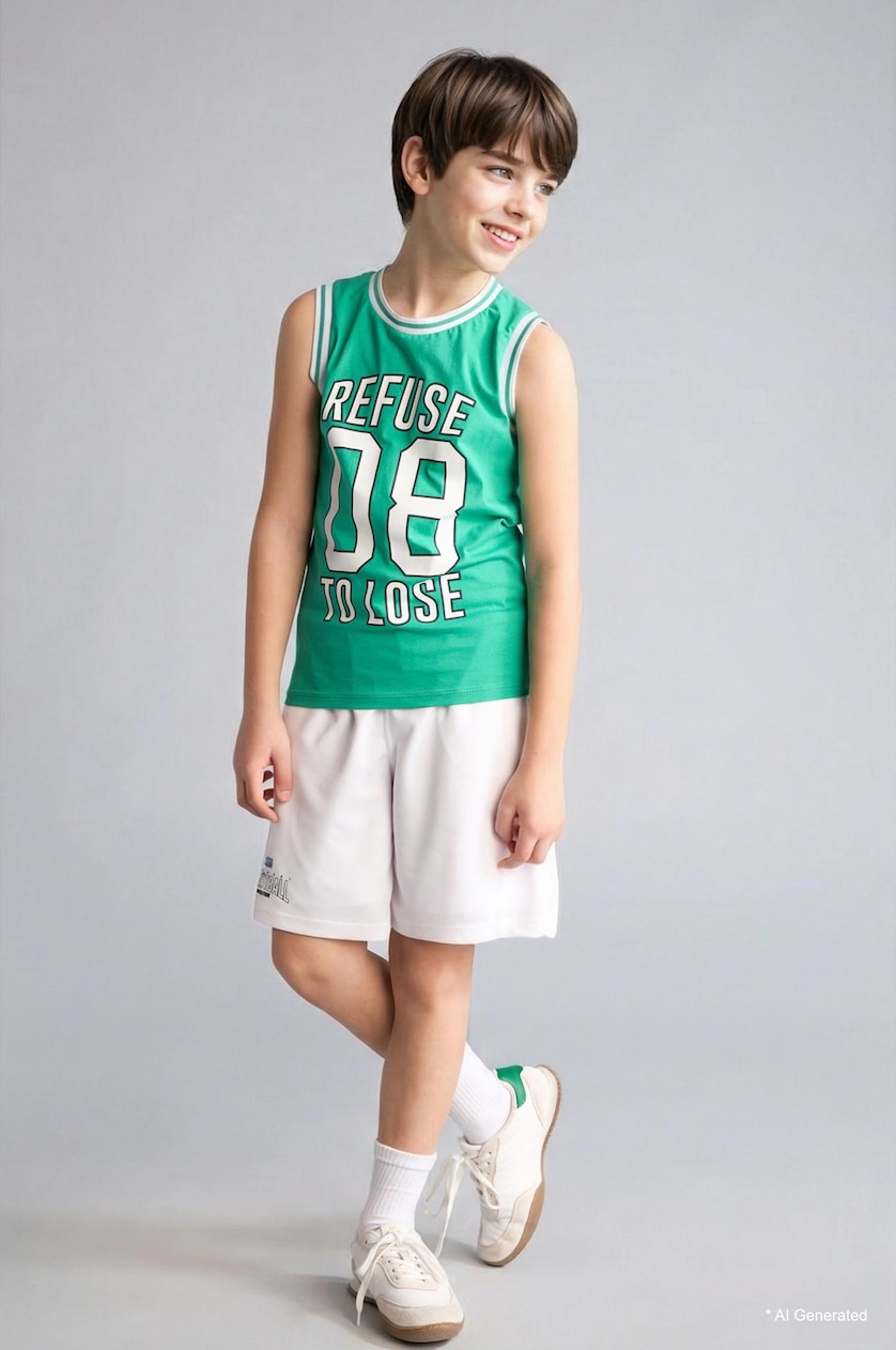 Young Boys - Teen Boys Green Boy Regular Fit Tank Top