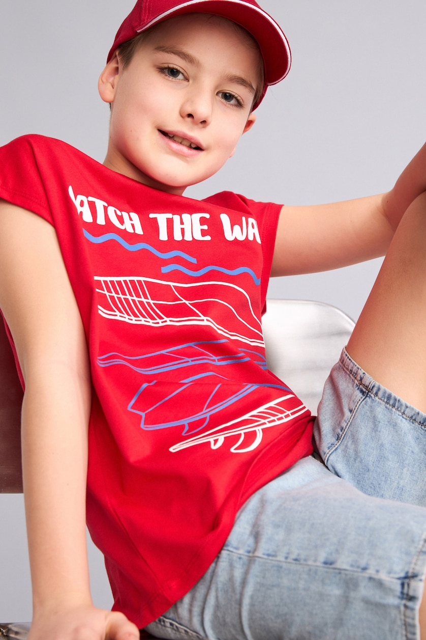 Young Boys - Teen Boys Red Boy Oversize Fit Tank Top