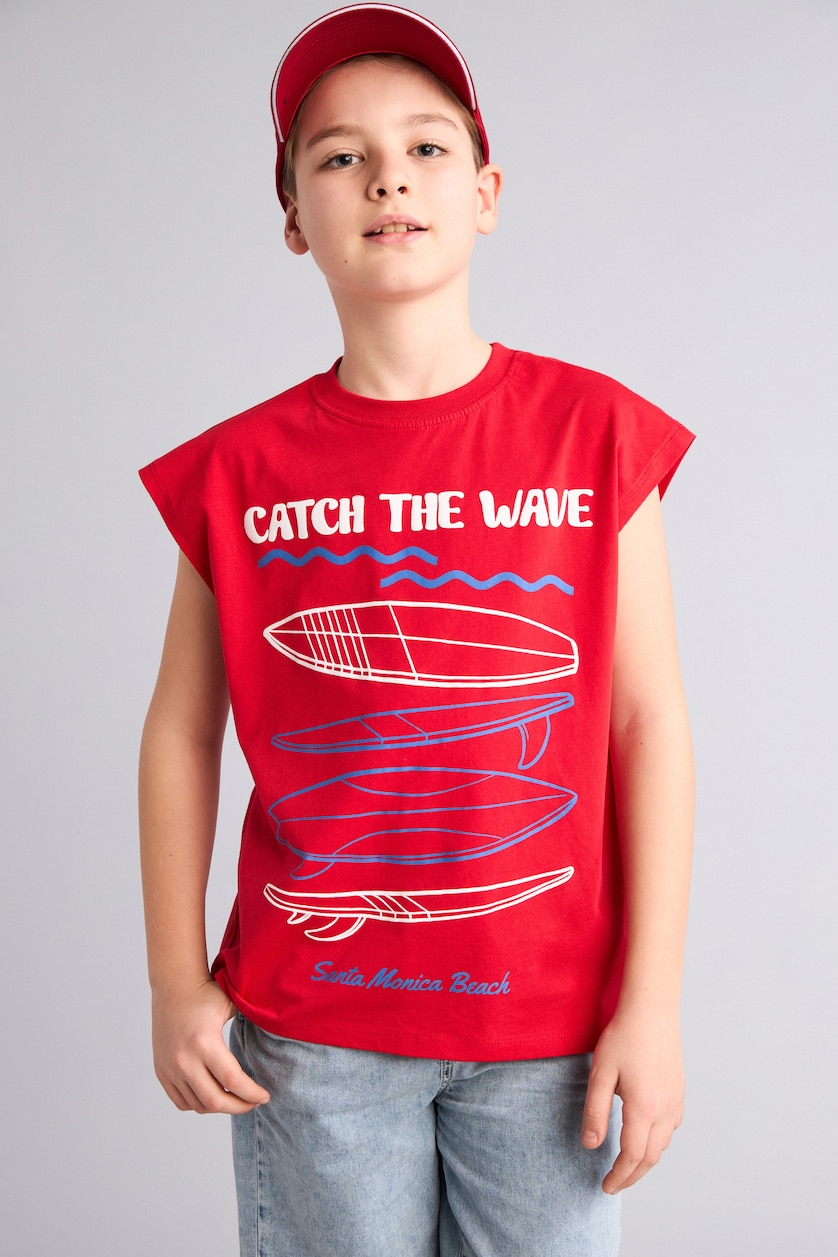 Young Boys - Teen Boys Red Boy Oversize Fit Tank Top