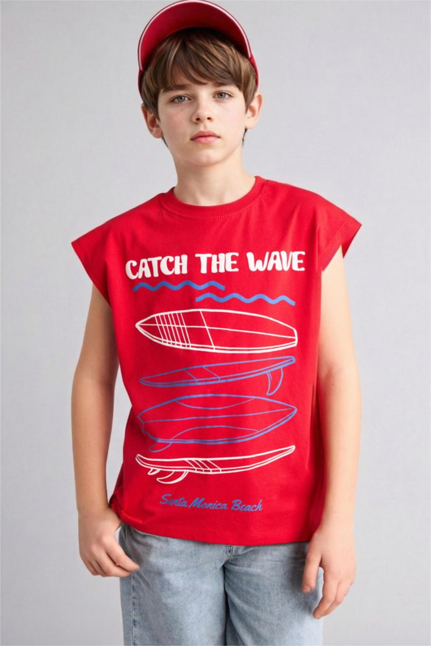 Boys & Teens Red كيمونه ولادي وياخة مستديرة