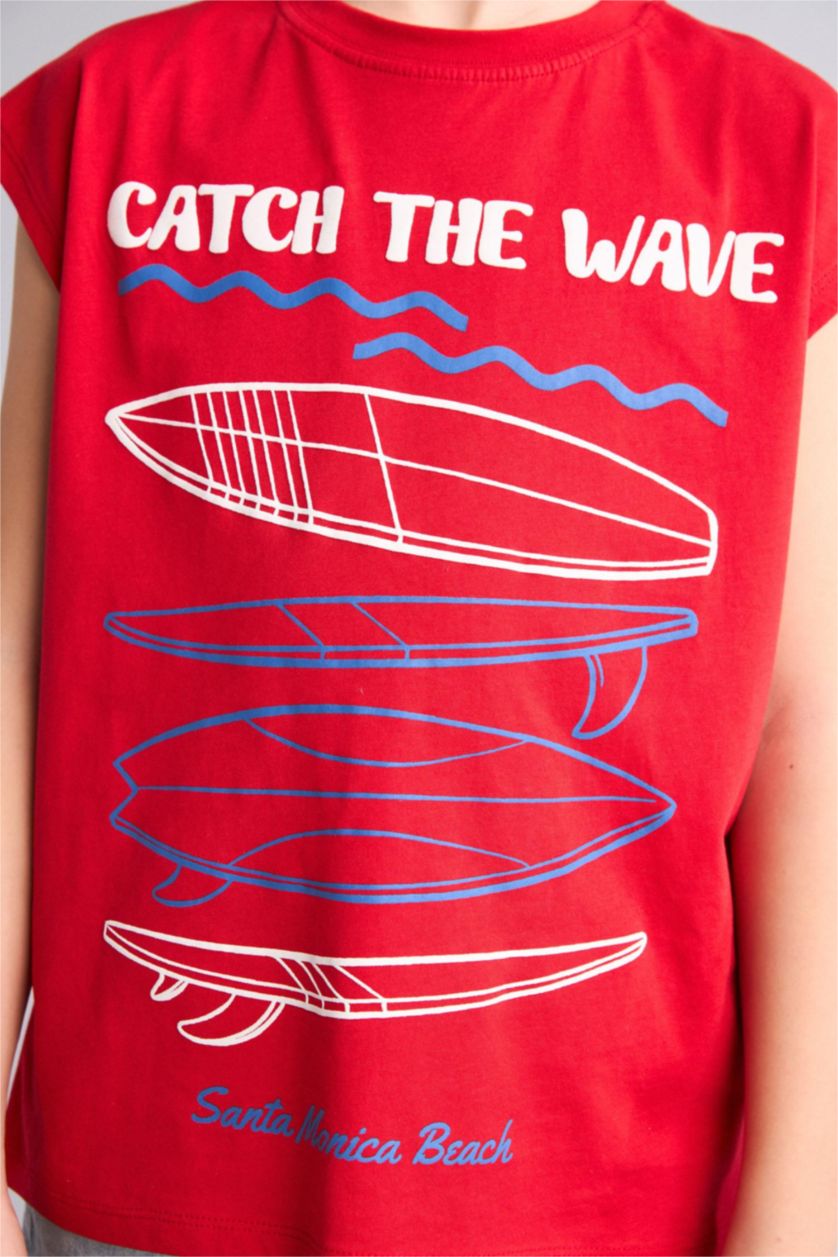 Boys & Teens Red كيمونه ولادي وياخة مستديرة