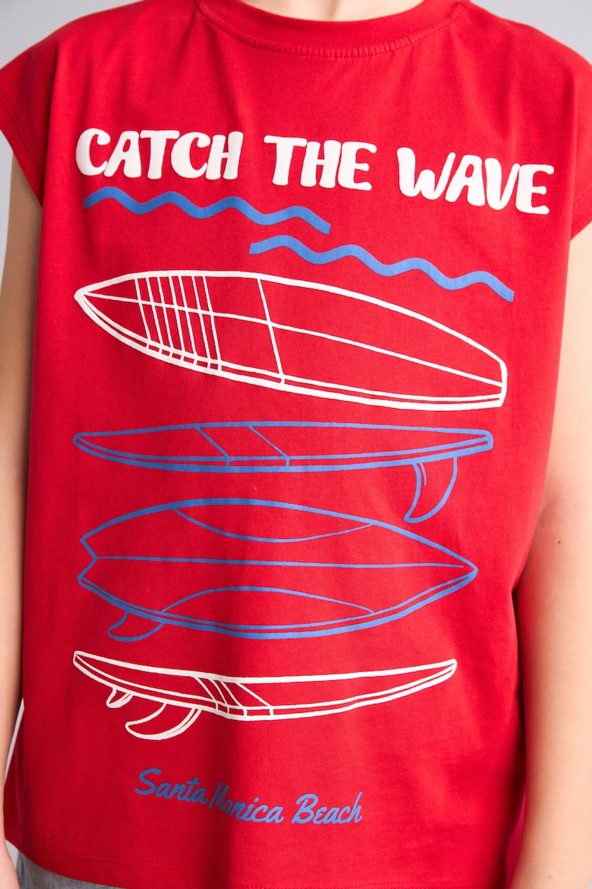 Young Boys - Teen Boys Red Boy Oversize Fit Tank Top