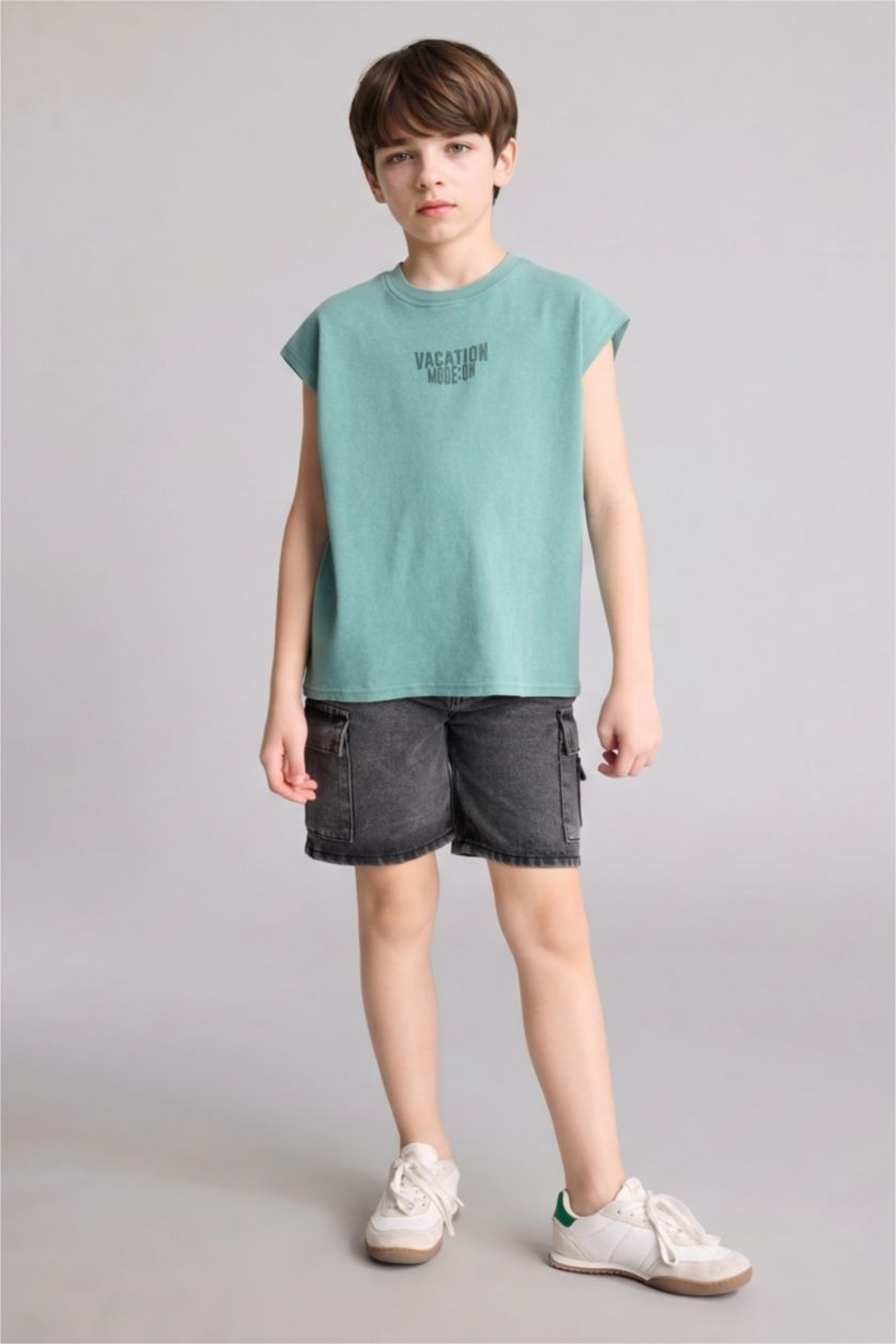 Boys & Teens Green تيشيرت ولادي بياخة مستديرة