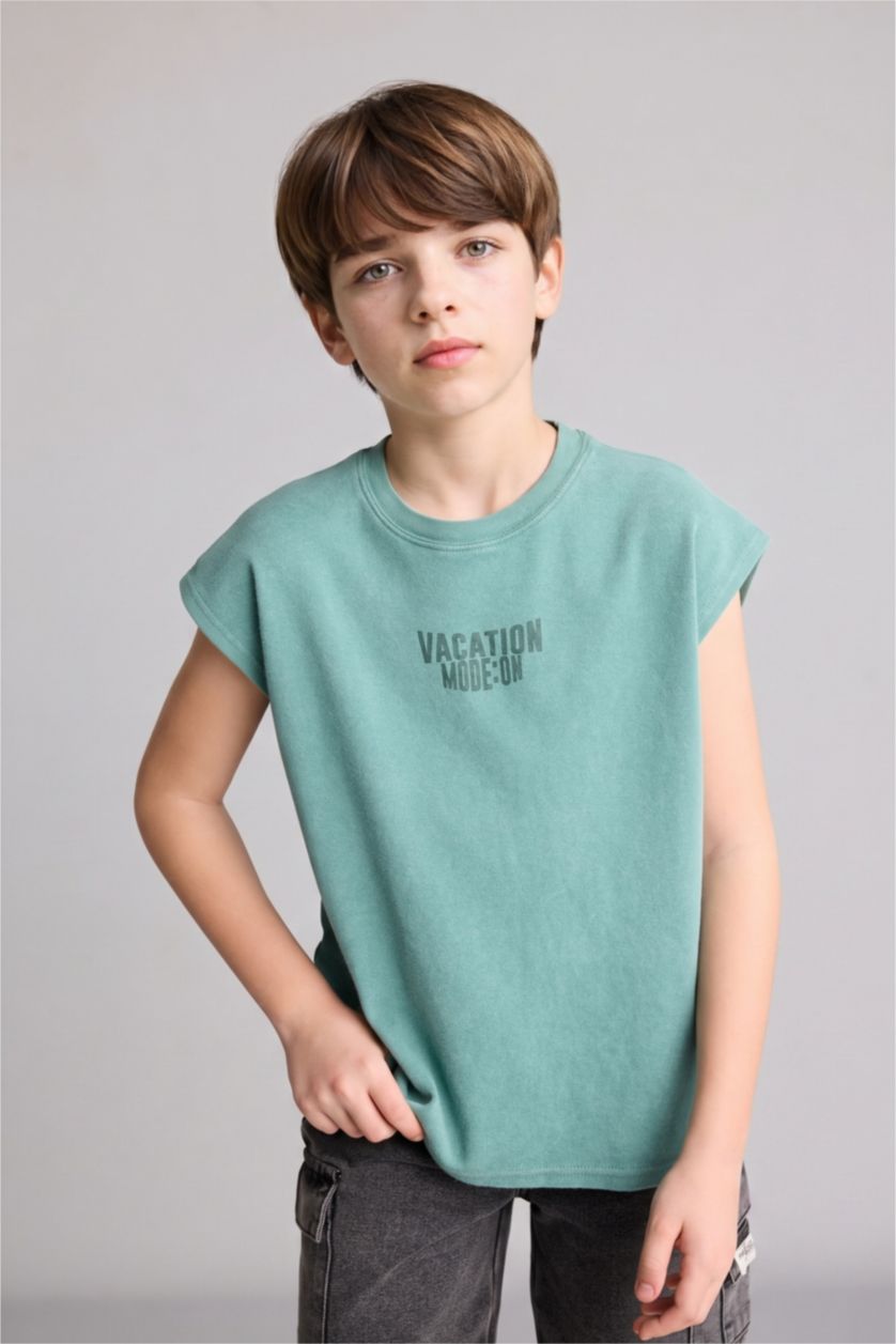 Boys & Teens Green تيشيرت ولادي بياخة مستديرة