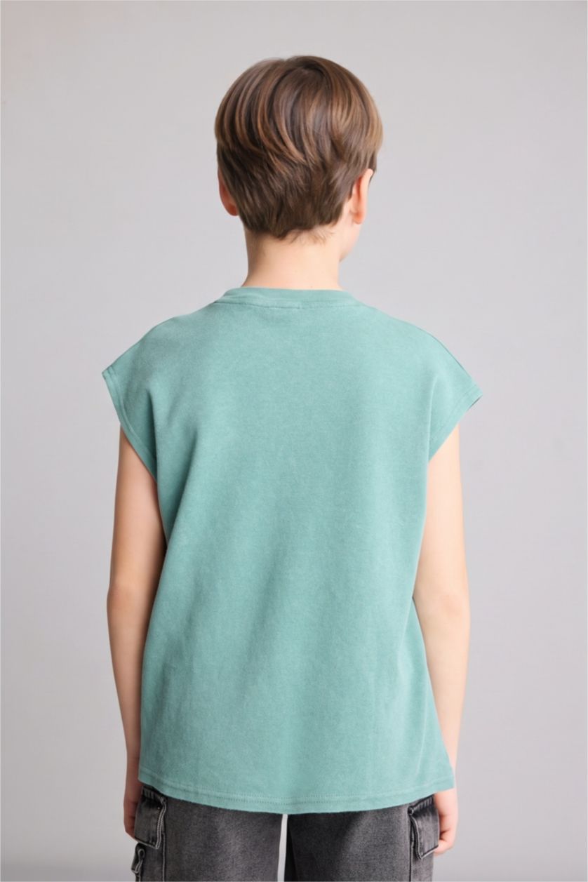 Boys & Teens Green تيشيرت ولادي بياخة مستديرة