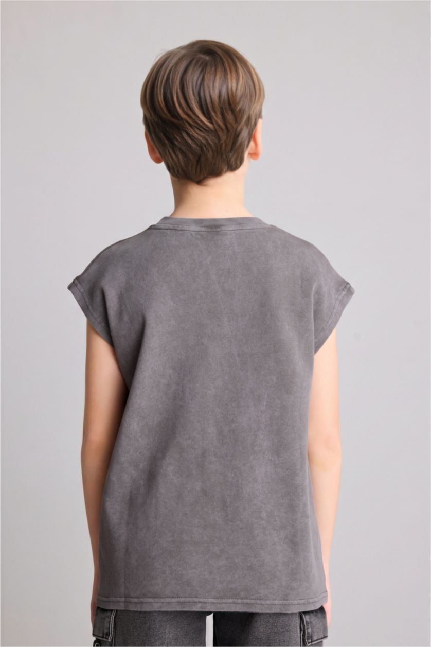 Boys & Teens Dark Grey تيشيرت ولادي بياخة مستديرة