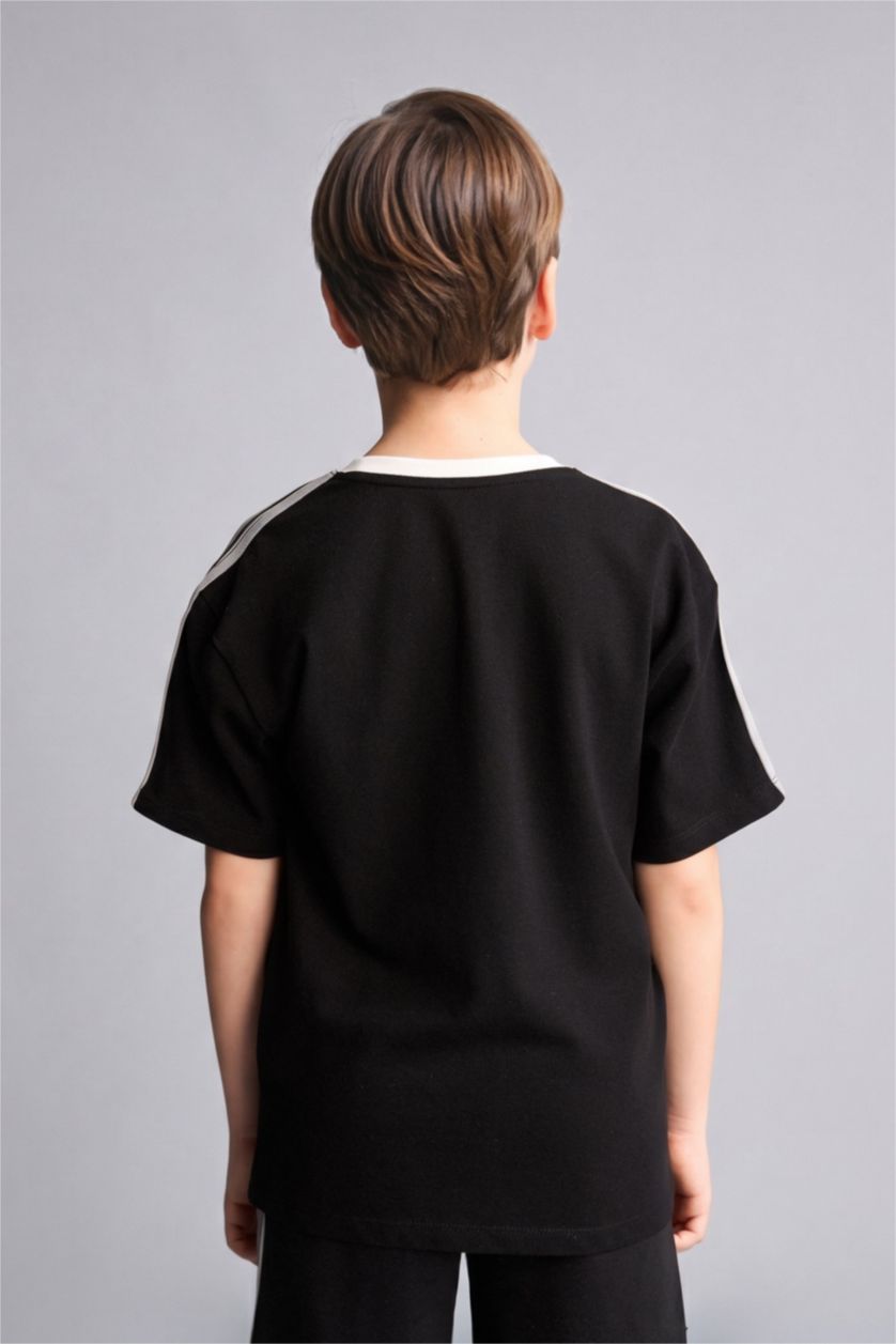 Boys & Teens Black تيشيرت ولادي نص ردن اوفر سايز بيكيه بياخة مستديرة