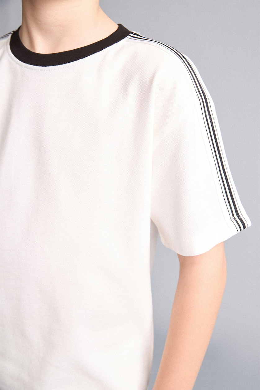 Young Boys - Teen Boys Ecru Boy Oversize Crew Neck Piqué T-Shirt