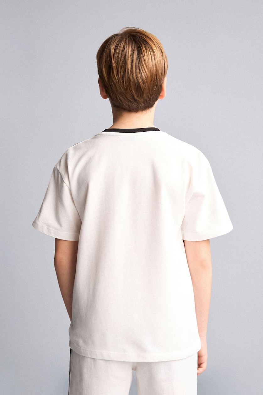 Young Boys - Teen Boys Ecru Boy Oversize Crew Neck Piqué T-Shirt
