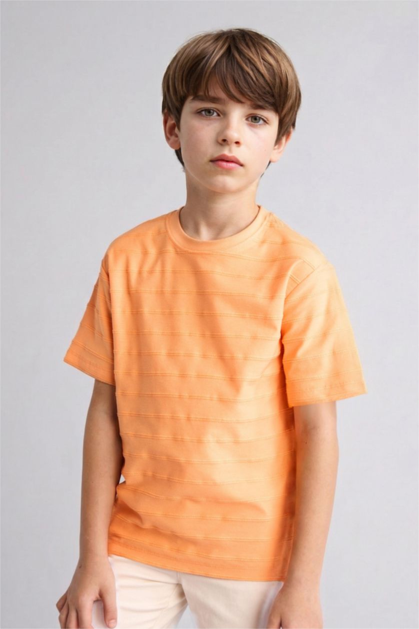 Erkek Çocuk - Genç Erkek Somon New Regular Fit Kısa kollu Tişört Erkek Çocuk