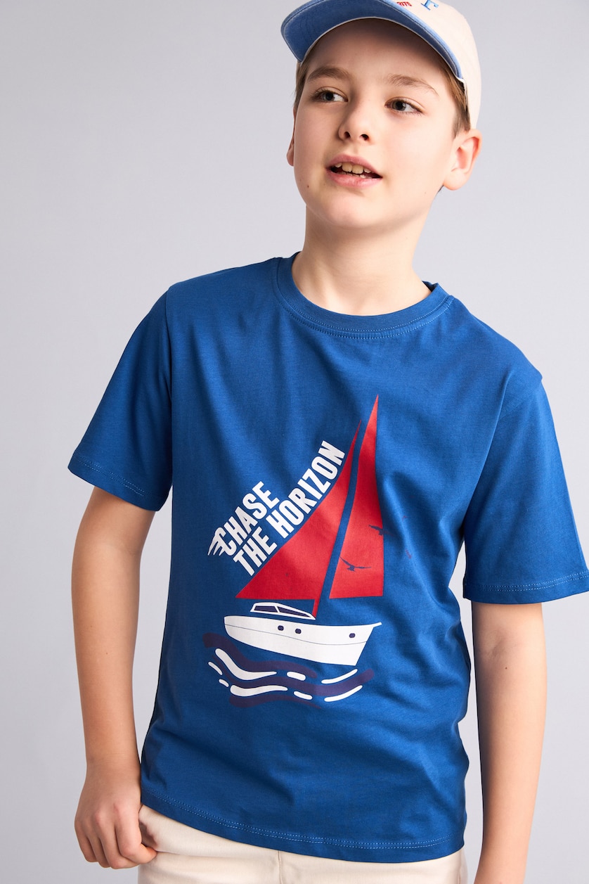 BOYS & TEENS Dark Blue Boy New Regular Fit Printed T-Shirt